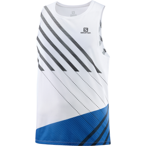 Koszulka Salomon Sense Aero Singlet Tank M White/Black/Nautical Blue