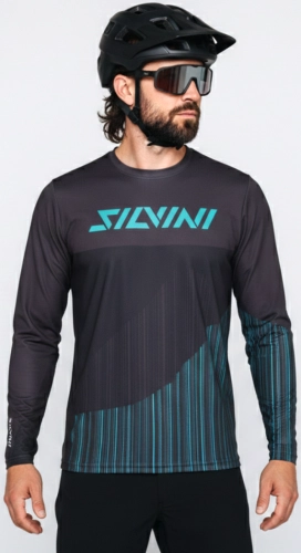 Koszulka rowerowa z długim rękawem męska Silvini Men Jersey Ello Black-Olive